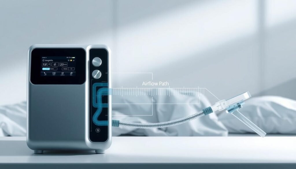 睡眠呼吸機功能示意圖